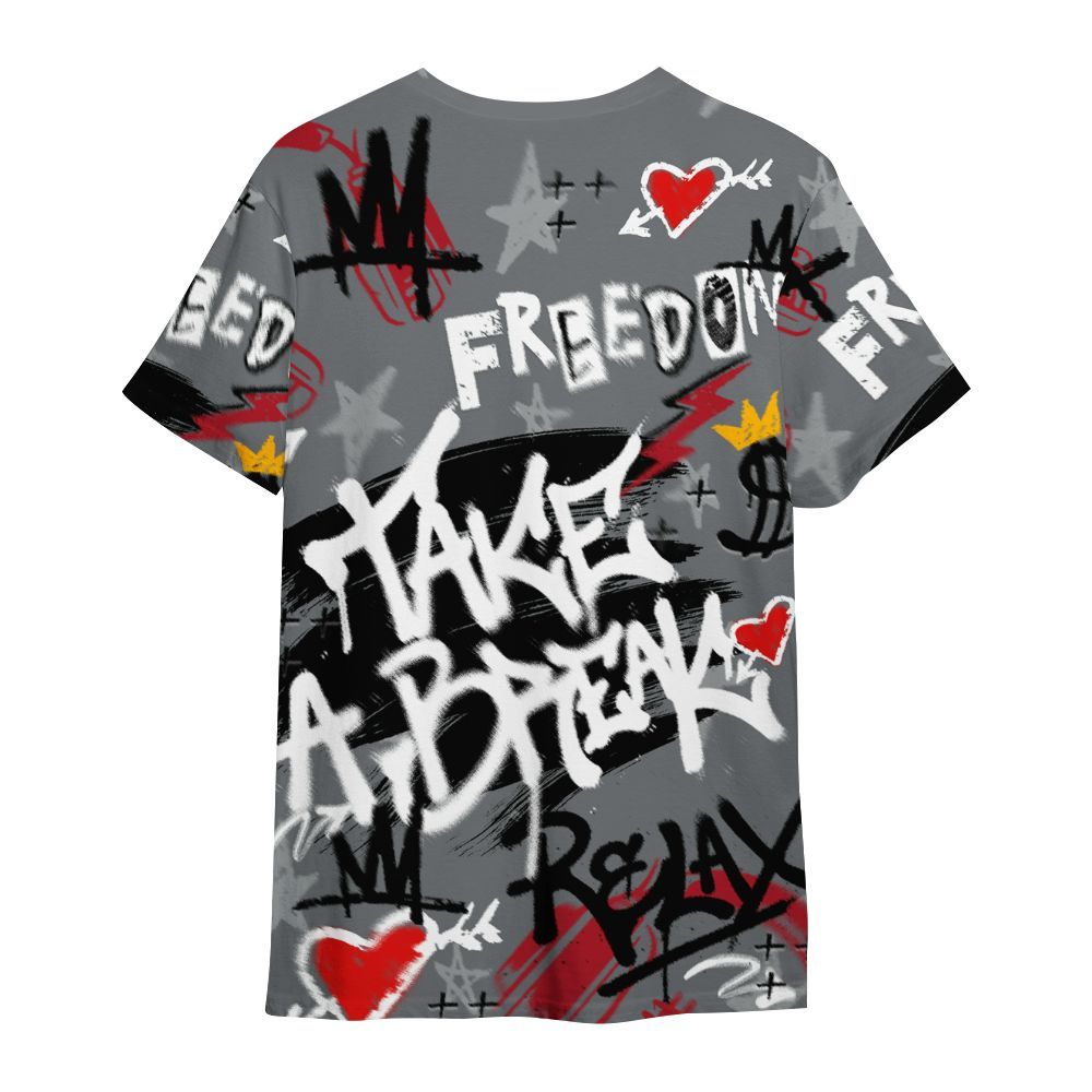 Shirt To Match Retro Fire Red 9s - Take Break Freedom Graffiti Streetwear All Over Print