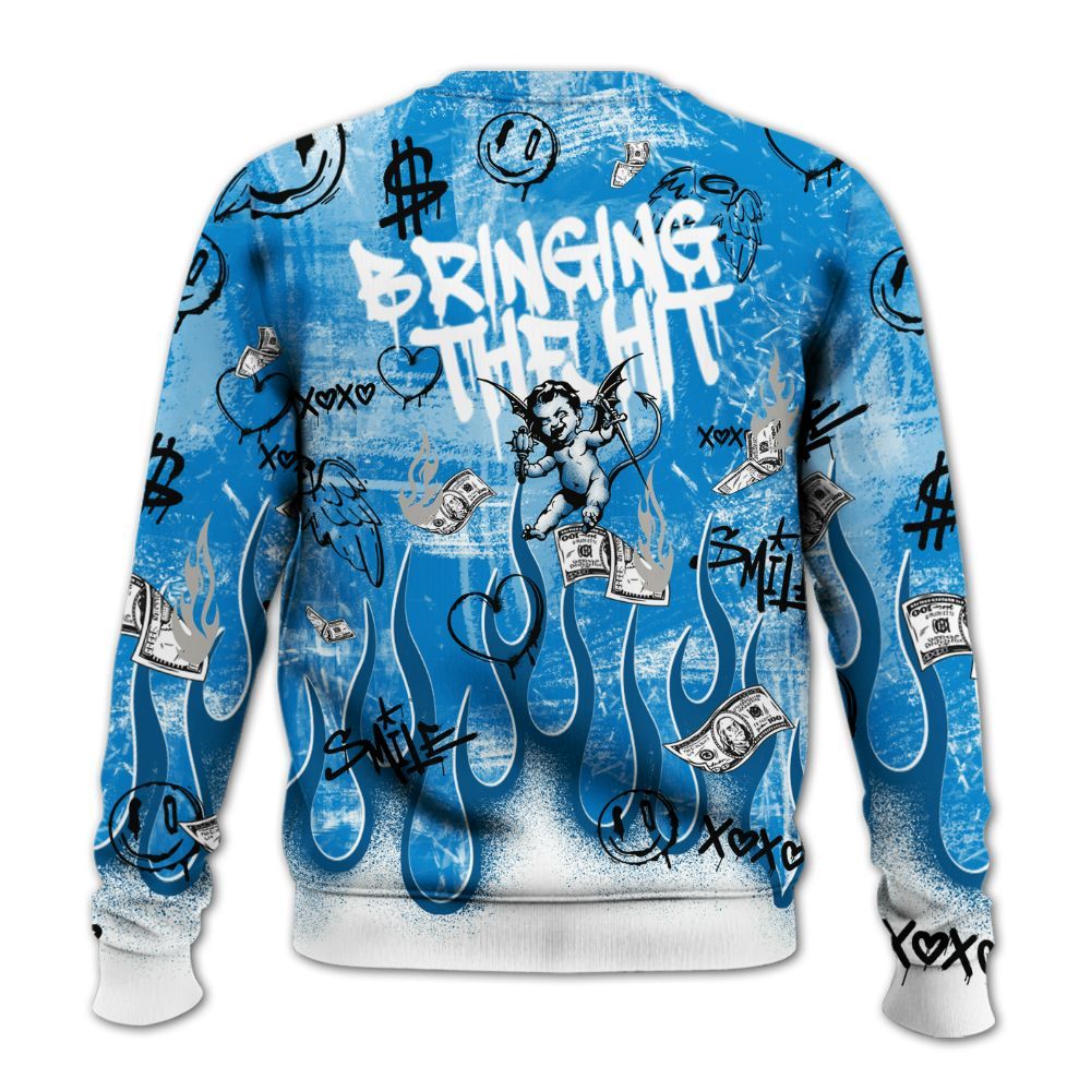 Sweatshirt To Match Industrial Blue 4s - This That Sauce Angel Military Blue 4s All Over Print