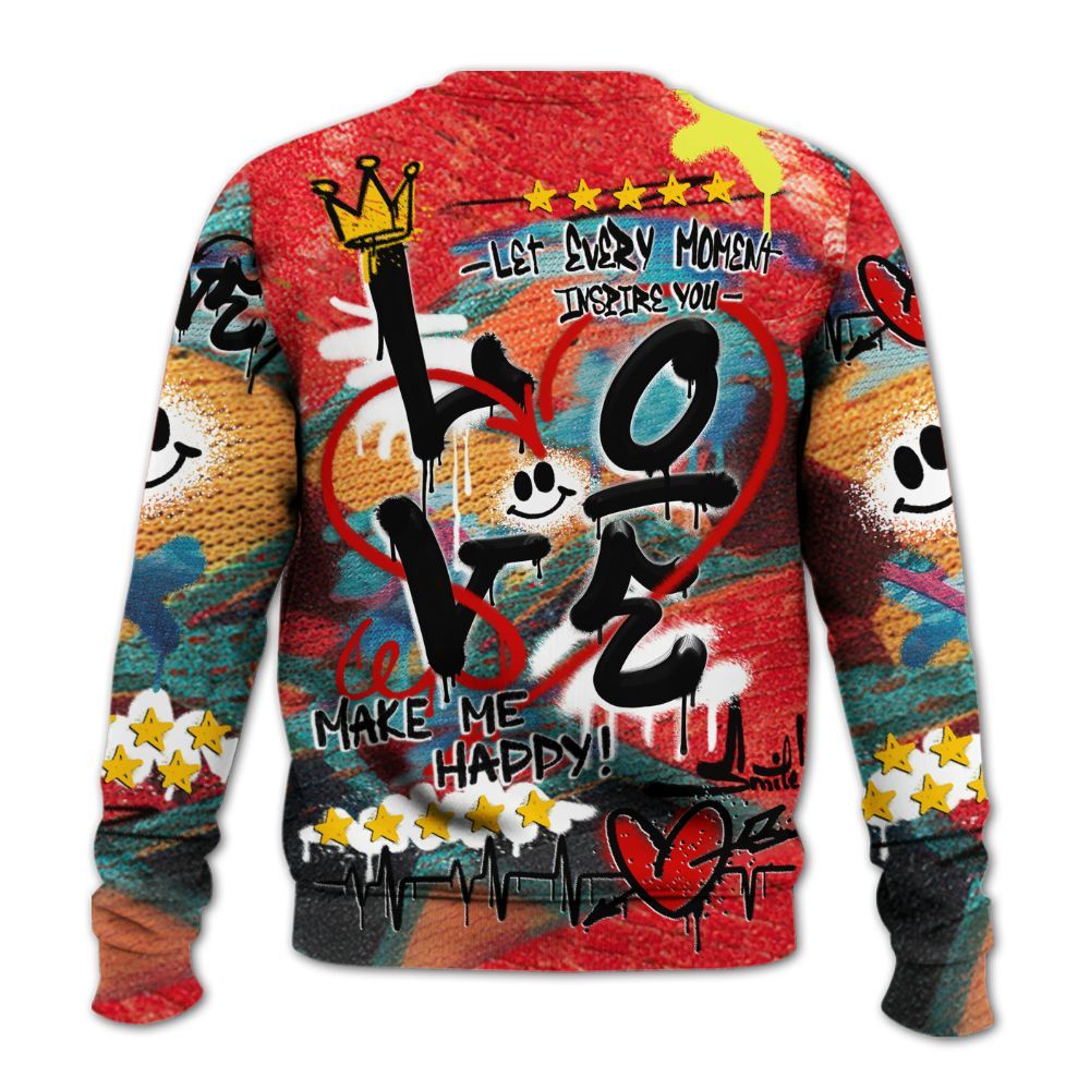 Sweatshirt To Match Kobe 8 What The - Happy Love Beats Graffiti Streetwear All Over Print