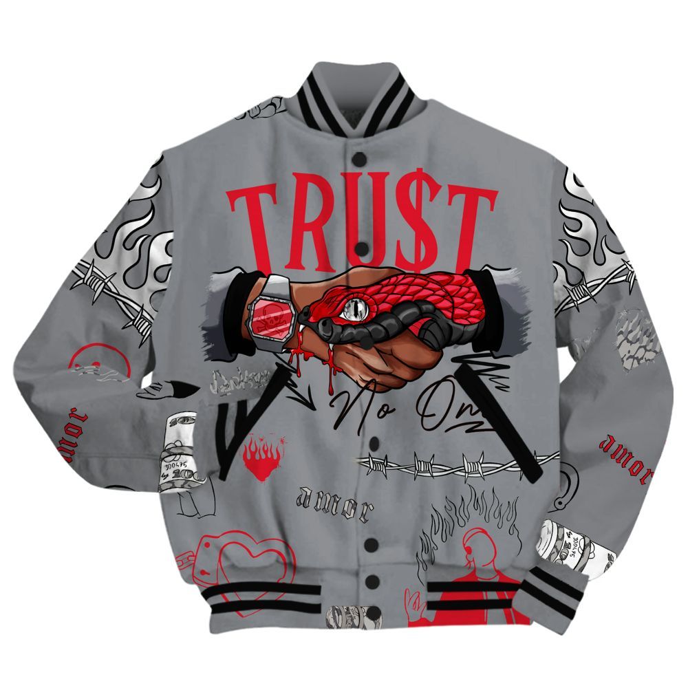 Varsity Jacket To Match Black Cement 3s - Trust No One Streetwear All Over Print