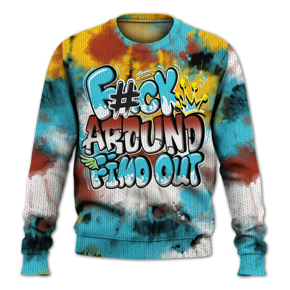 Knitted Sweater To Match SB Dunk Di'Orr Greenwood - Tie Dye FK Around Find Out