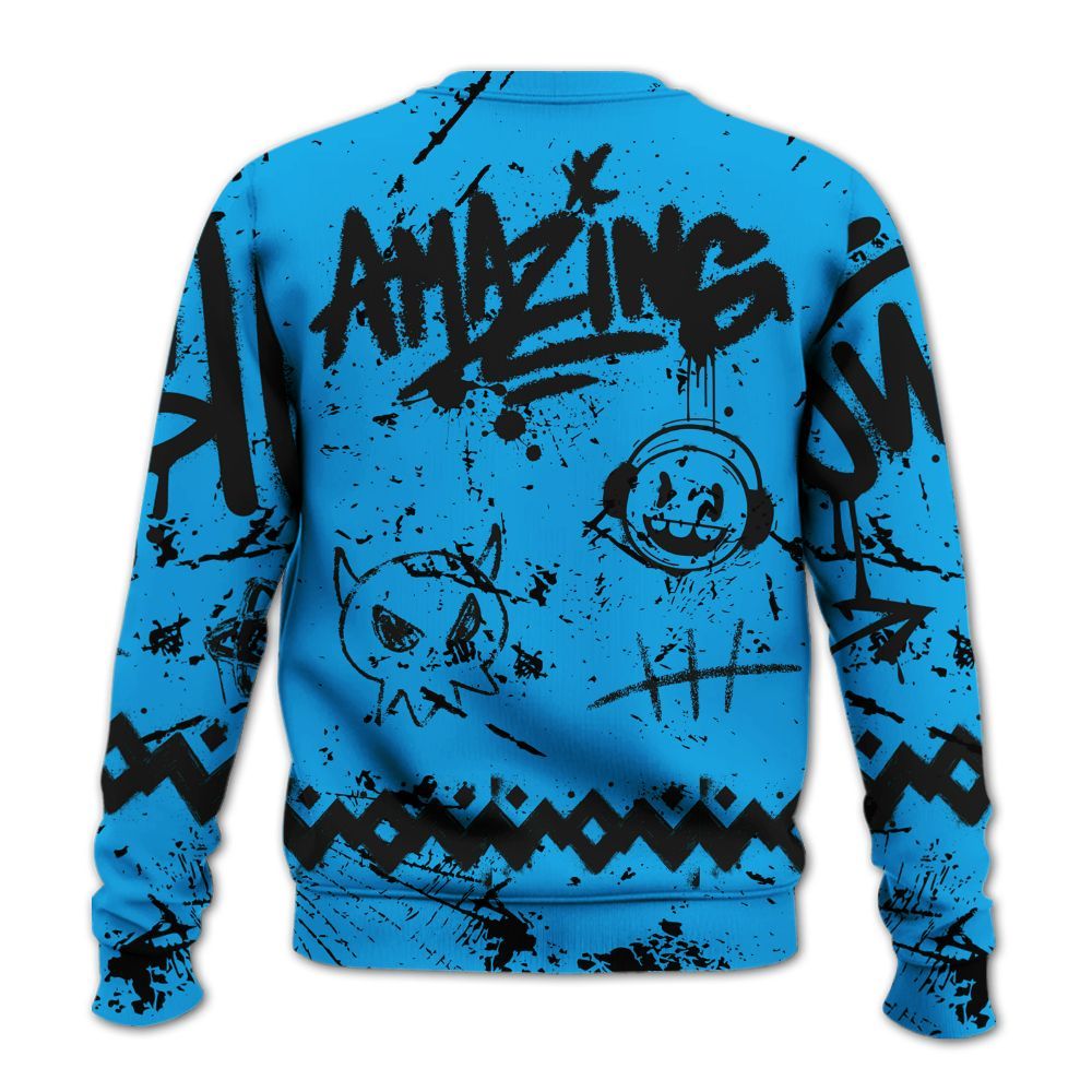 Sweatshirt To Match Black University Blue 2022 13s - Friday Sneaker Crayon All Over Print