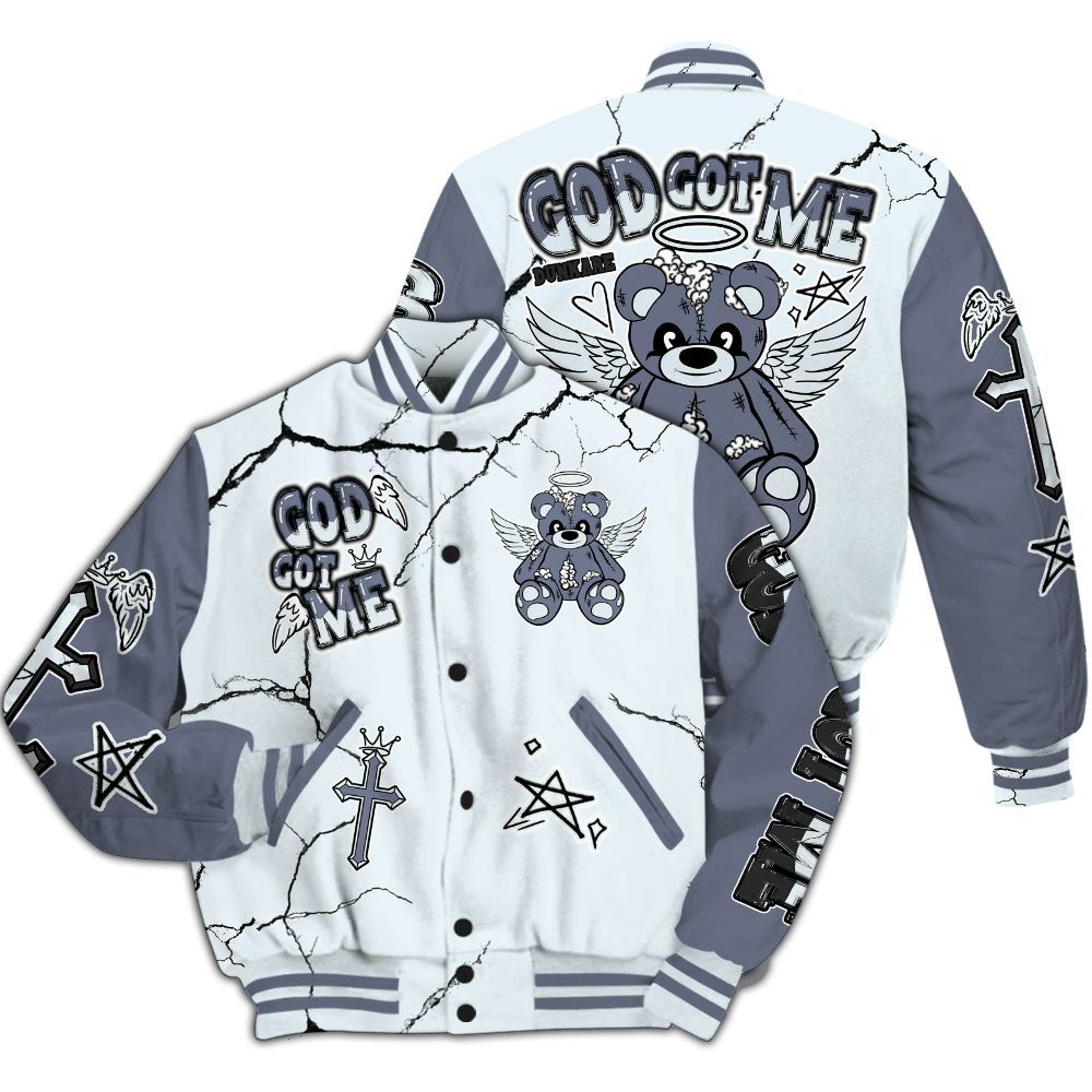 Varsity Jacket To Match Air Foamposite Jin Kazama - Gods Guides Me Bear All Over Print