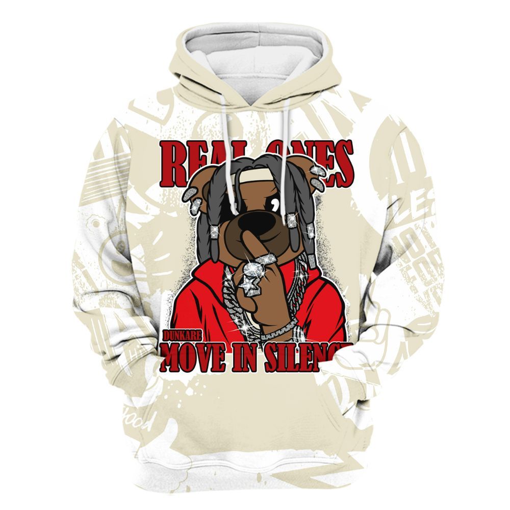 Hoodie To Match Cement Grey 3s - Silent Achievers Bear Monogram Graffiti All Over Print