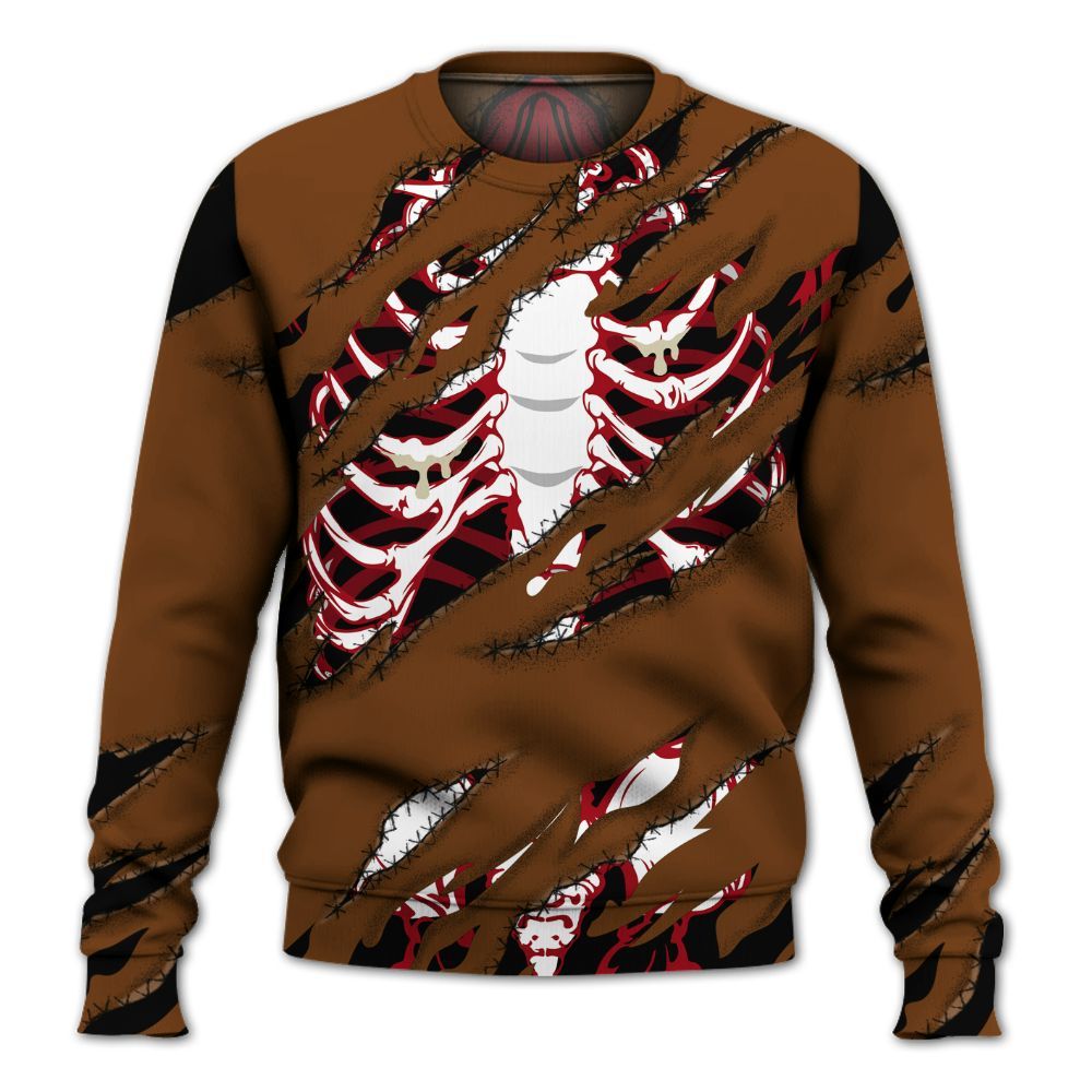 Sweatshirt To Match Archaeo Brown 5s - GOT 'EM Skeleton Scratch All Over Print