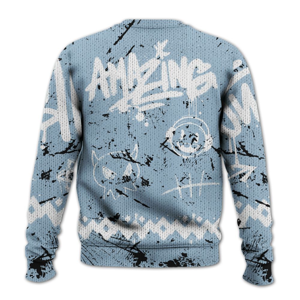 Knitted Sweater To Match Mid Ice Blue 1s - Friday Sneaker Crayon