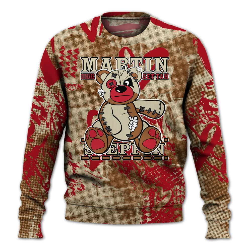 Sweatshirt To Match Archaeo Brown 5s - Tah Steppin Bear Heart Grunge All Over Print