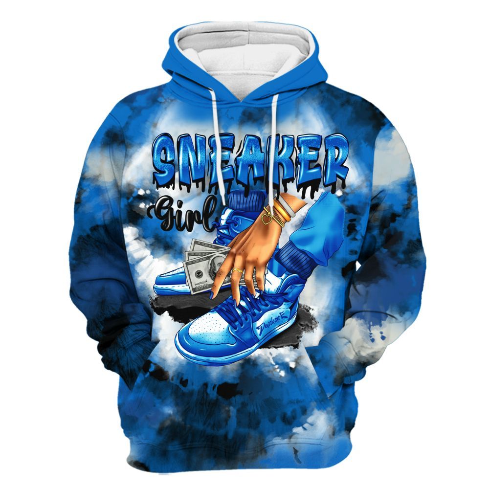 Hoodie To Match Blueberry 12s - SNEAKER Girl Money Drip Tie Dye All Over Print