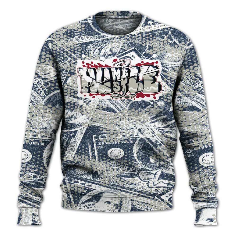 Sweatshirt To Match Navy Blue 2024 6s - Humbled Hustles Graphic Banknotes All Over Print