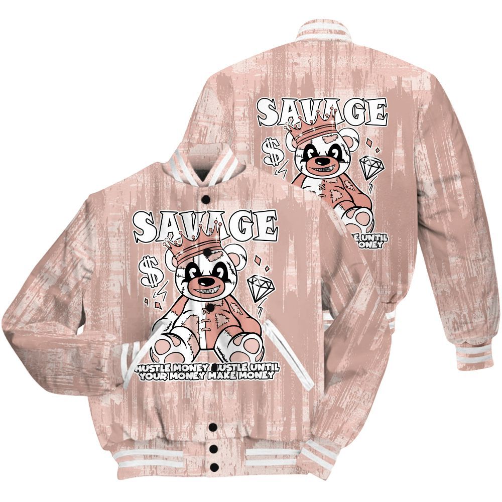 Varsity Jacket To Match Low Legend Pink 11s Shirt - Savages Bear Glitch Art All Over Print