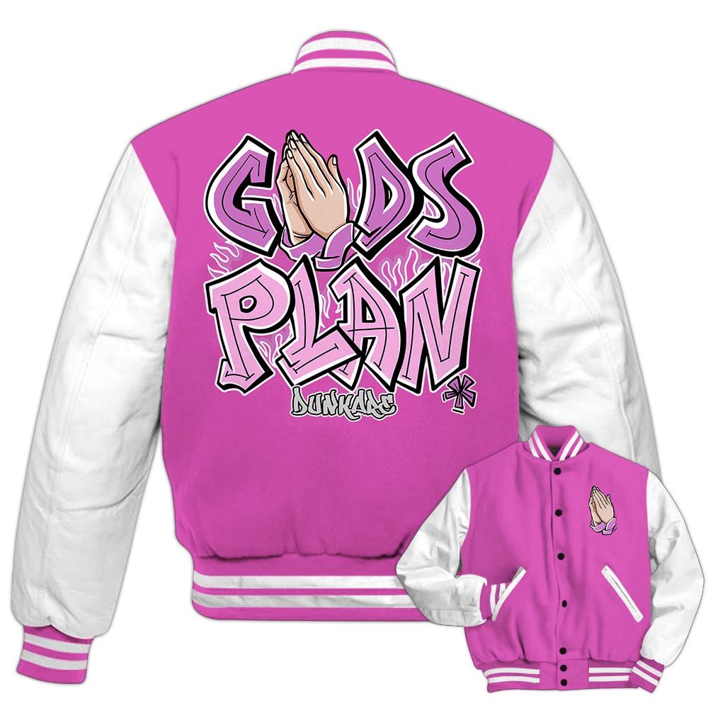 Varsity Jacket To Match Hyper Violet 4s - Gods Plan Graffiti Varsity Jacket Unisex