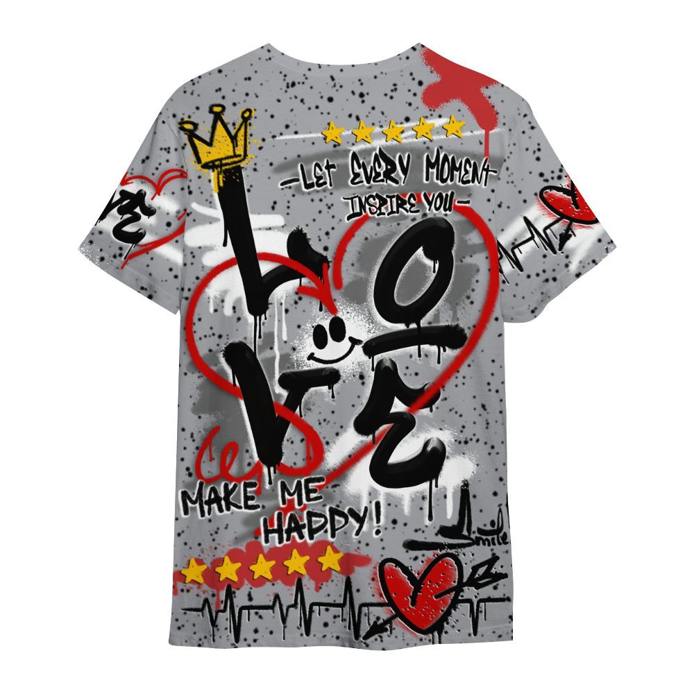 Shirt To Match White Cement 4s - Happy Love Beats Graffiti Streetwear All Over Print