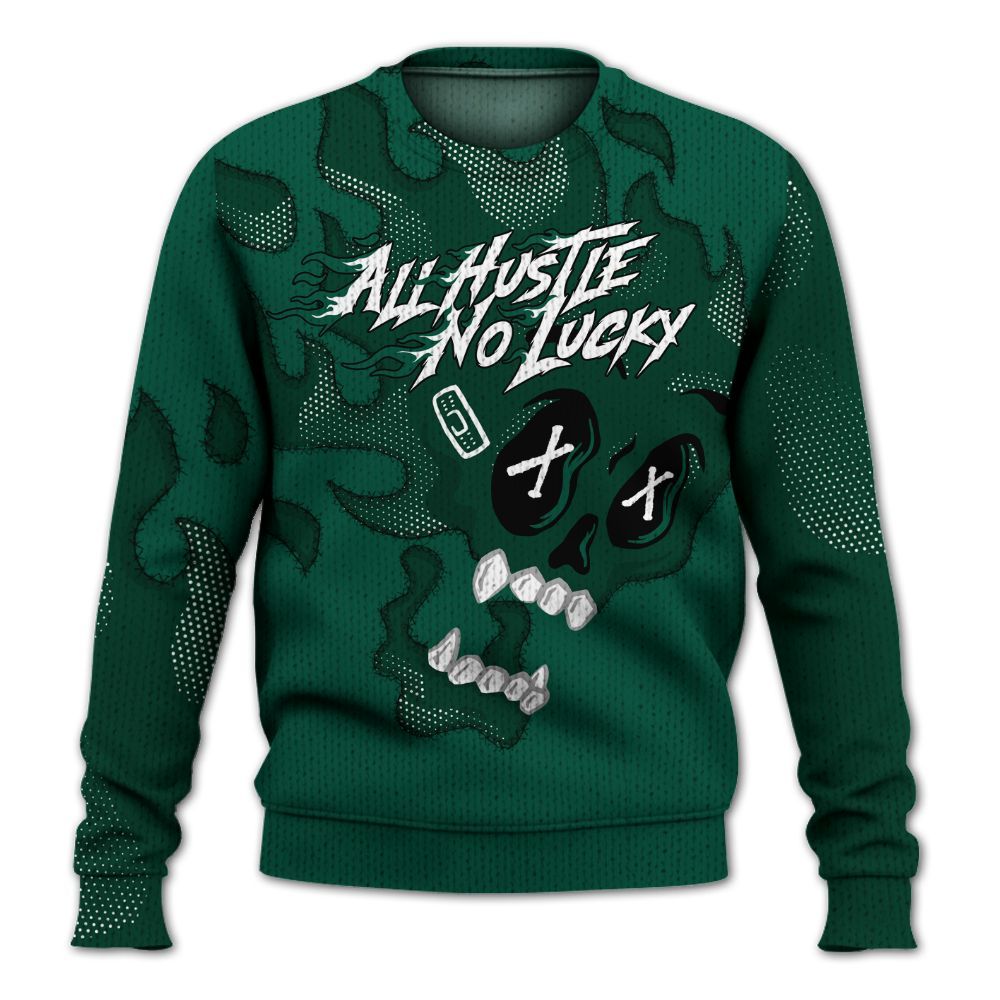 Knitted Sweater To Match Oxidized Green 4s - All Hustle No Lucky Skull