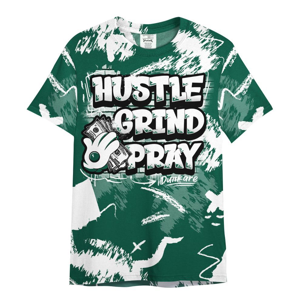 Shirt To Match Oxidized Green 4s - Hustle Grind Pray Retro All Over Print
