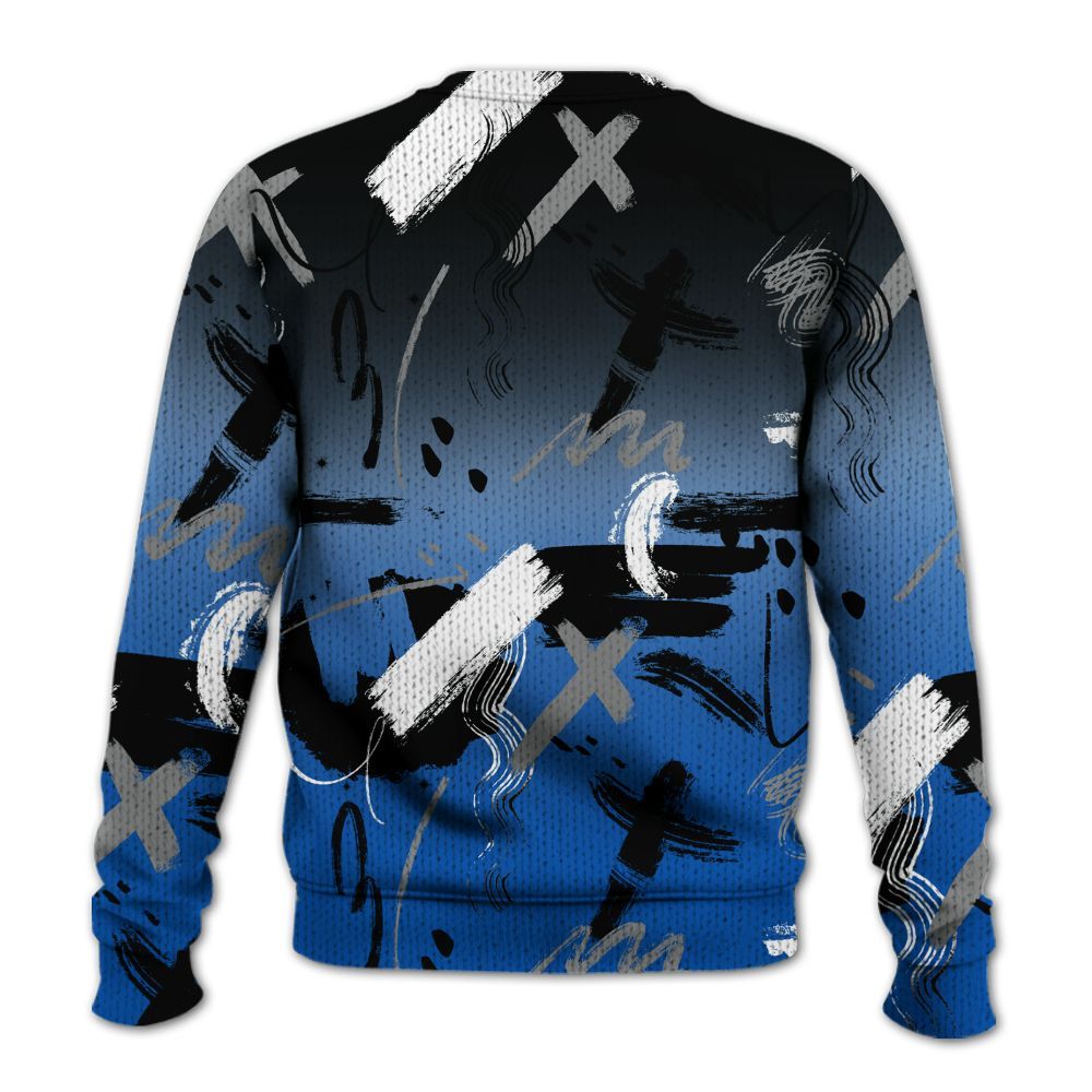 Knitted Sweater To Match Racer Blue 5s - Money Hustle Grind Pray