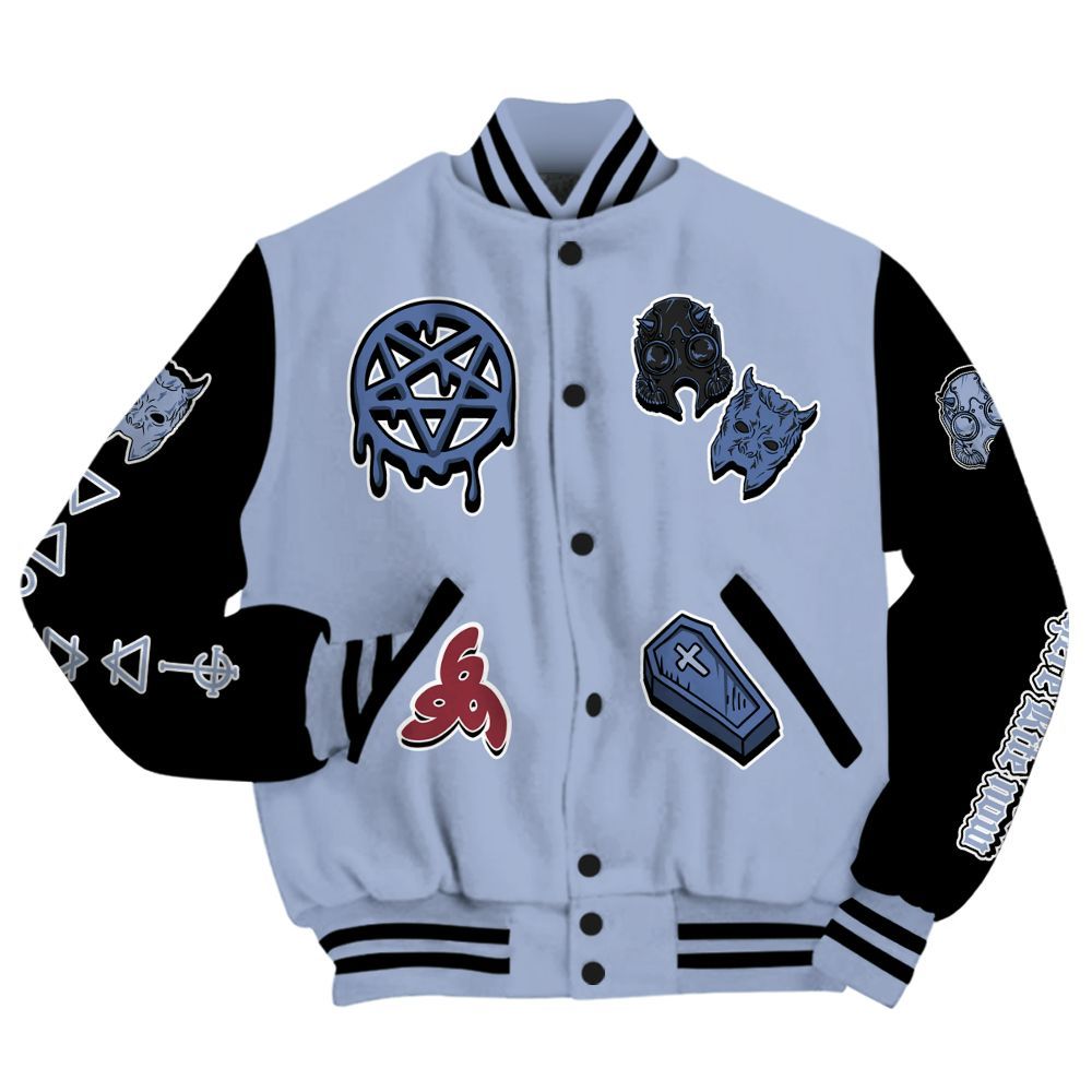 Varsity Jacket To Match Black Metallic 5s - Apocalypse Skeleton All Over Print