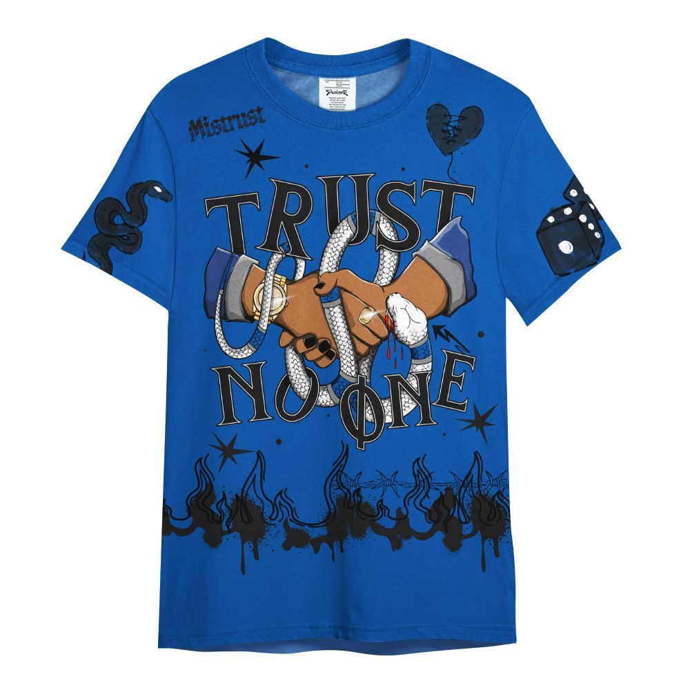 Shirt To Match Racer Blue 5s - Trust No One Snake-Bite Doodle Crayon All Over Print