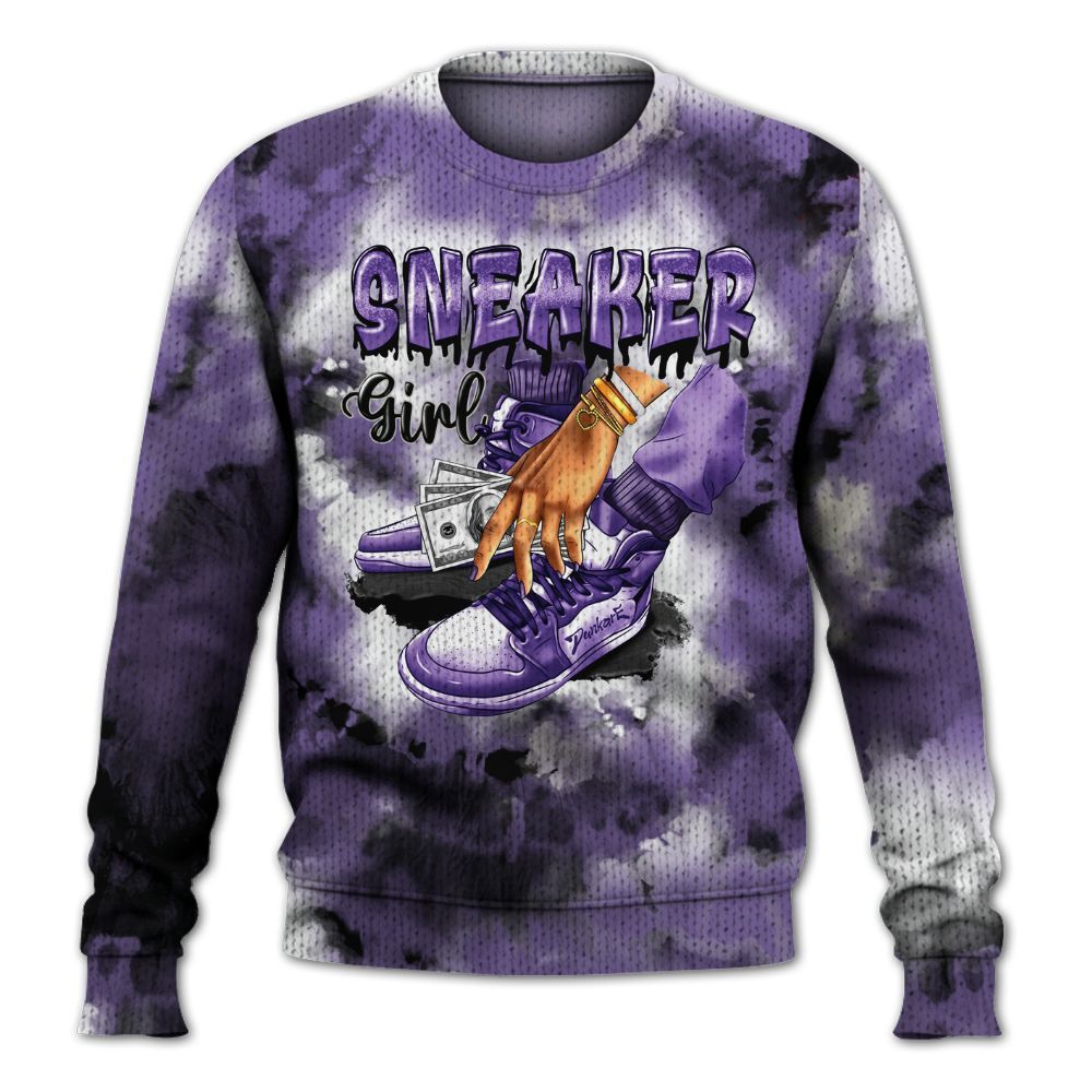 Knitted Sweater To Match Dunk Low Black Raspberry - SNEAKER Girl Money Drip Tie Dye