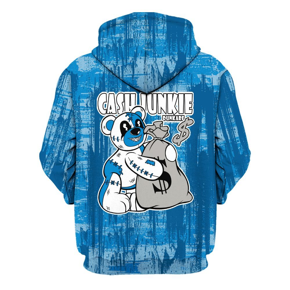 Hoodie To Match Industrial Blue 4s - Cashs Junkie Bear Glitch Art All Over Print