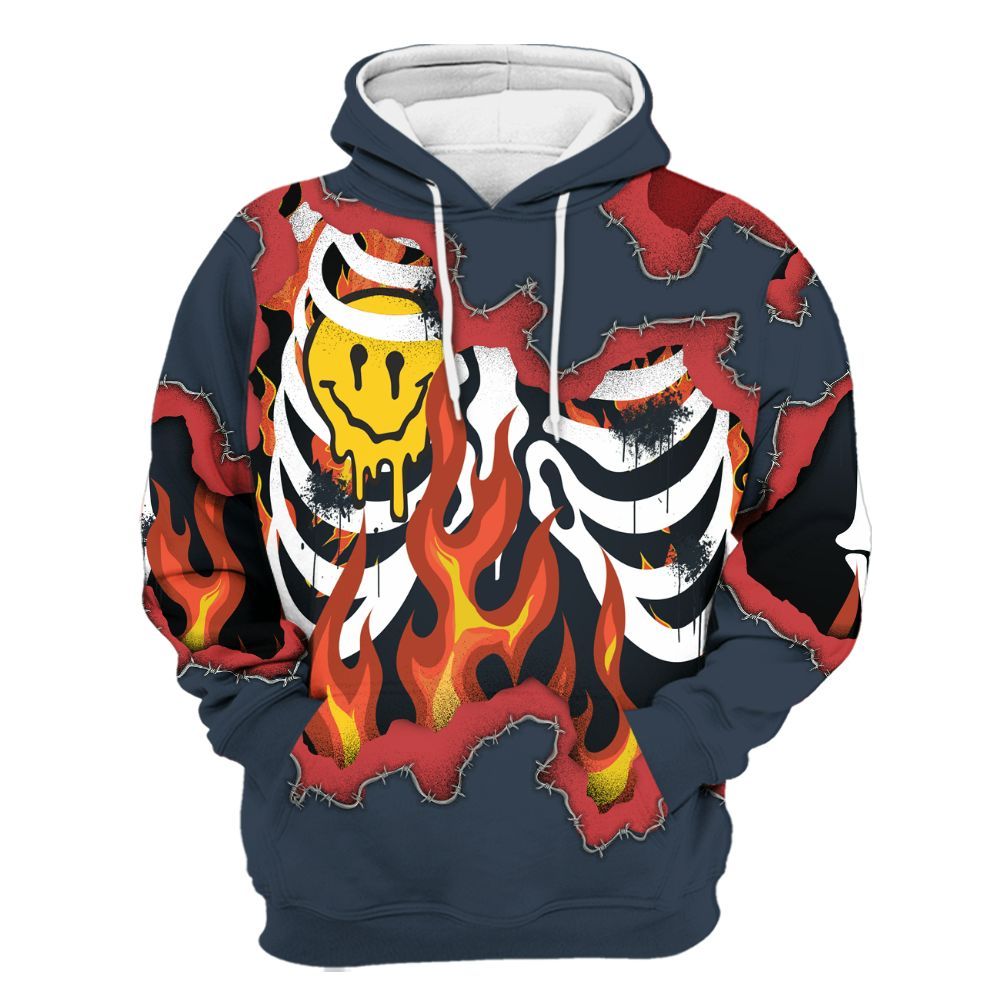 Hoodie To Match Retro Olympic 6s - Skeleton On Fire Skrrt All Over Print