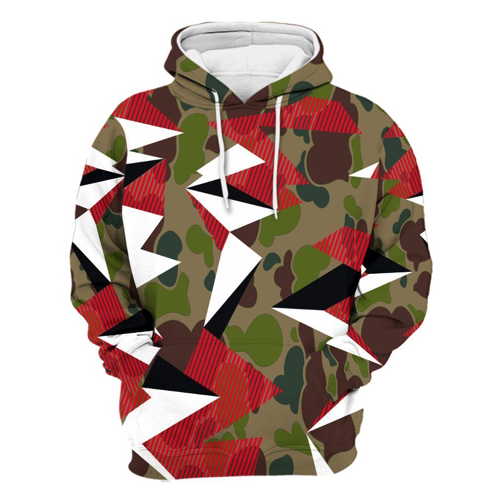 Hoodie To Match Air Max 90 Duck Camo Red - Geometric Camouflage Pattern All Over Print
