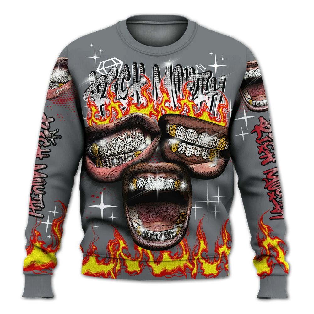 Sweatshirt To Match Retro Fire Red 9s - Rich Mouth Fire Rap Retro 90s All Over Print