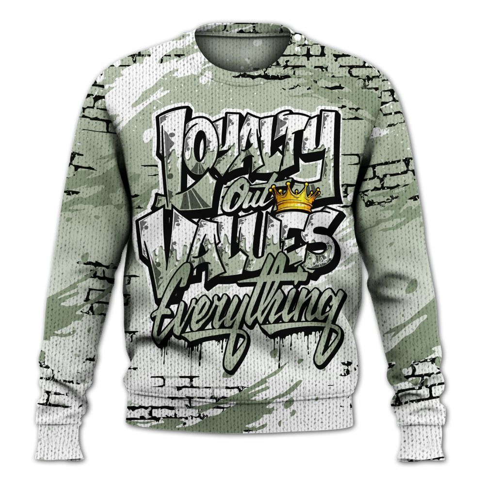 Knitted Sweater To Match Seafoam Sail 4s - Values Of Loyalty Drip