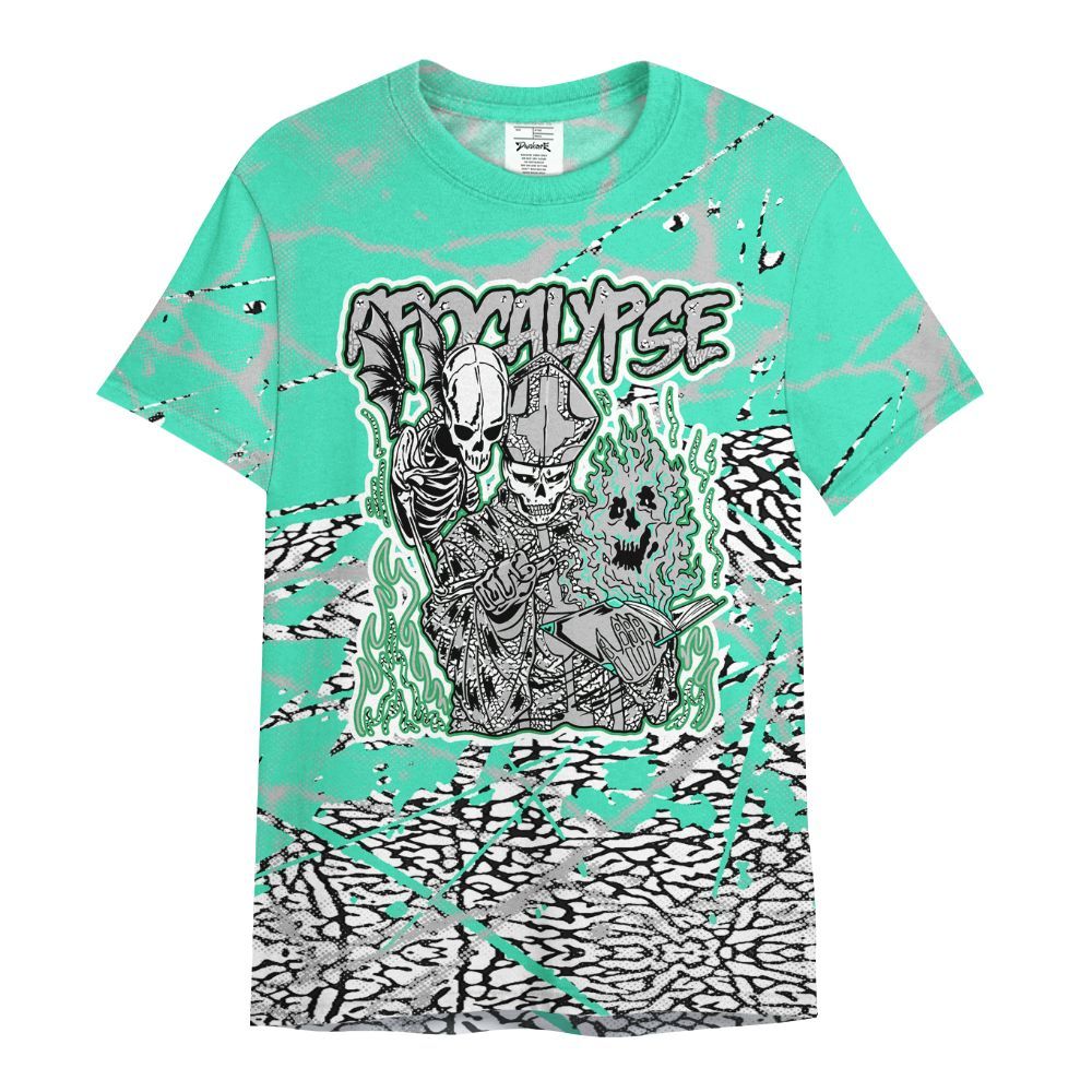 Shirt To Match Black Green Glow 3s - Apocalypse Skeleton Profound All Over Print