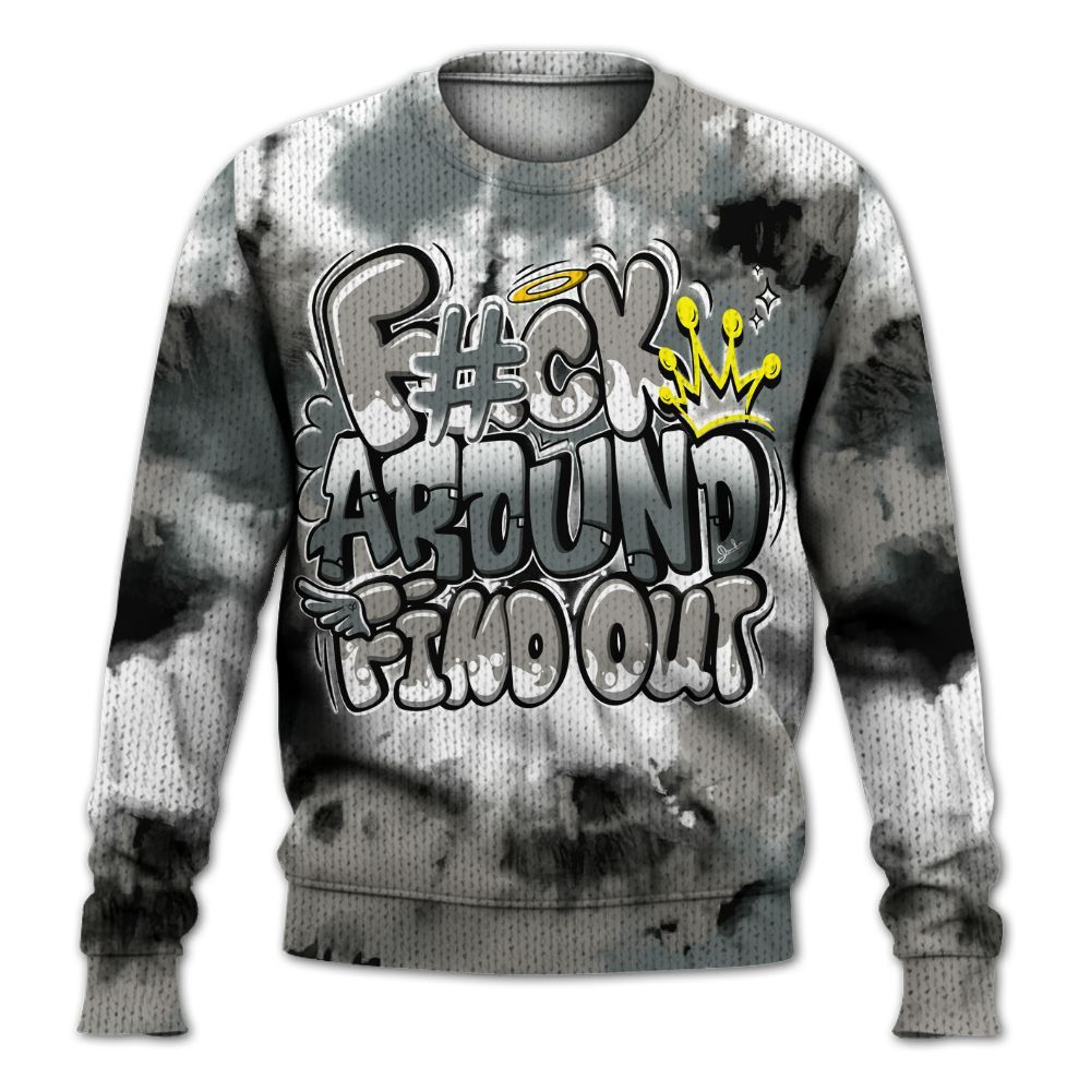 Knitted Sweater To Match Cool Grey 9s - Tie Dye FK Around Find Out