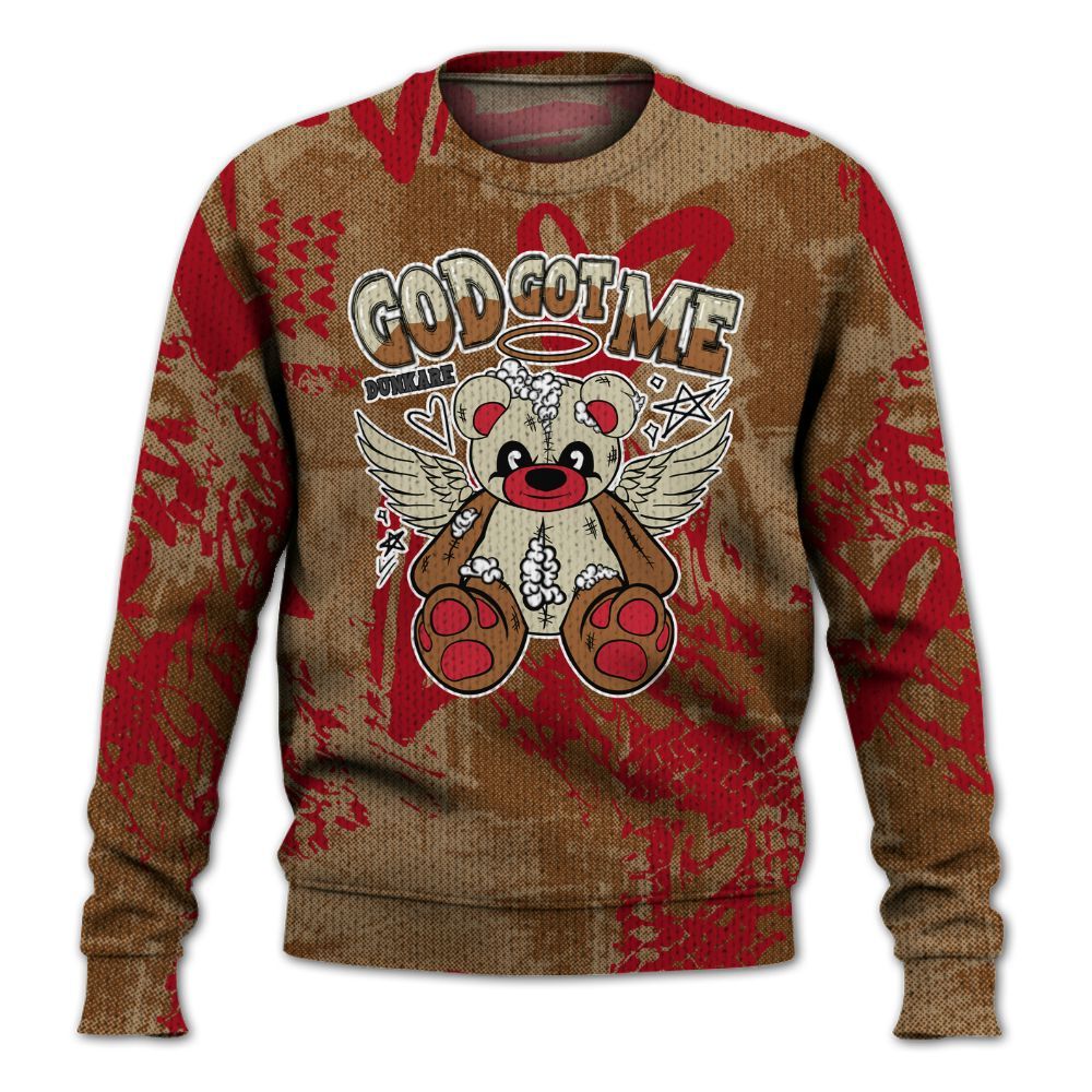 Knitted Sweater To Match Archaeo Brown 5s - Gods Guides Me Bear Heart Grunge