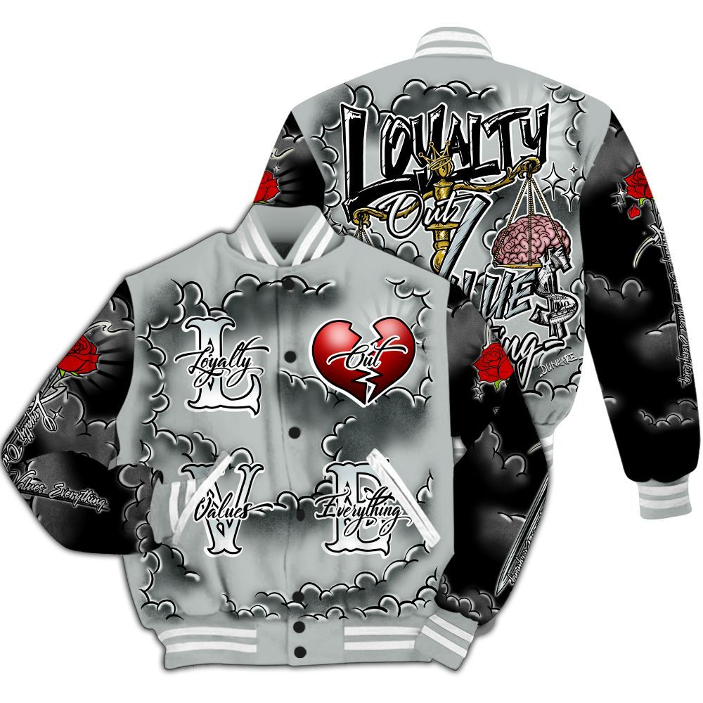 Varsity Jacket To Match Black Wolf Grey 12s - Loyalty Wins Everything All Over Print
