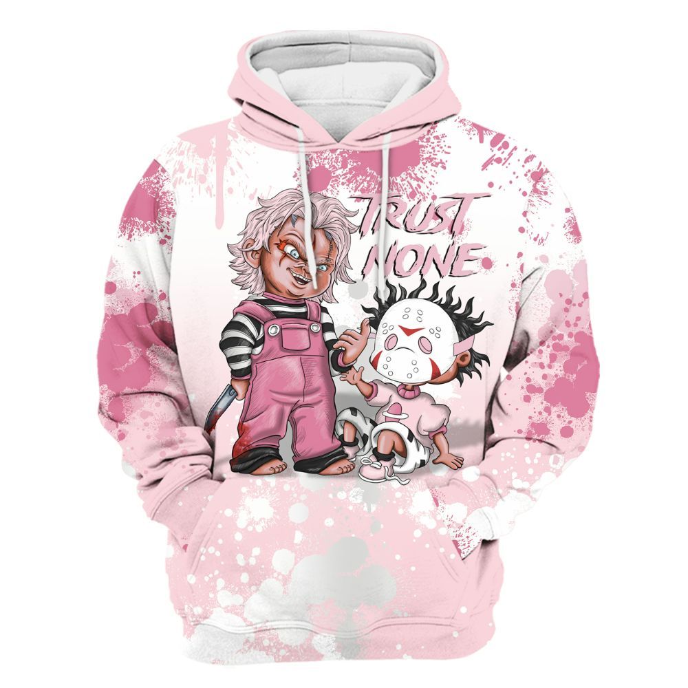 Hoodie To Match GS Pearl Pink 12s Shirt, Trust No One Scary All Over Print