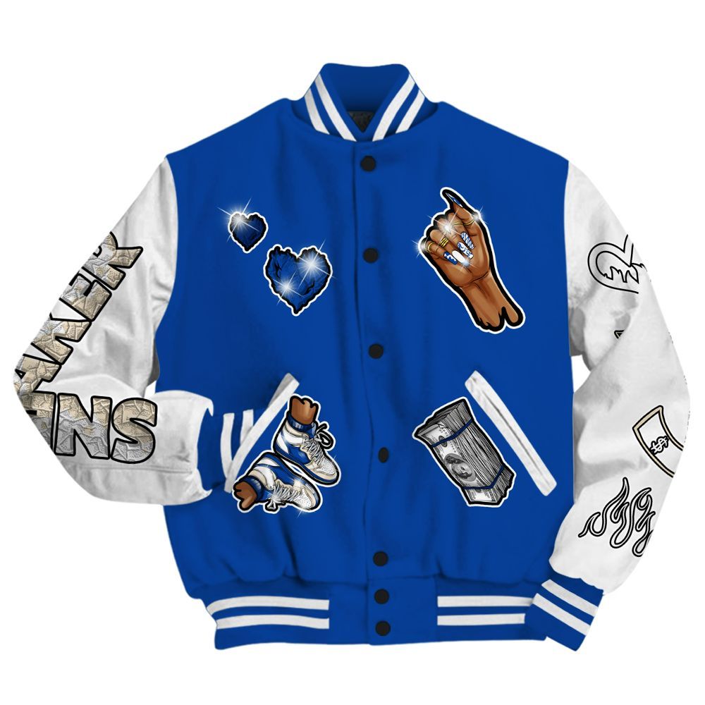 Varsity Jacket To Match Low Game Royal 1s - Sneakerz Girlz All Over Print