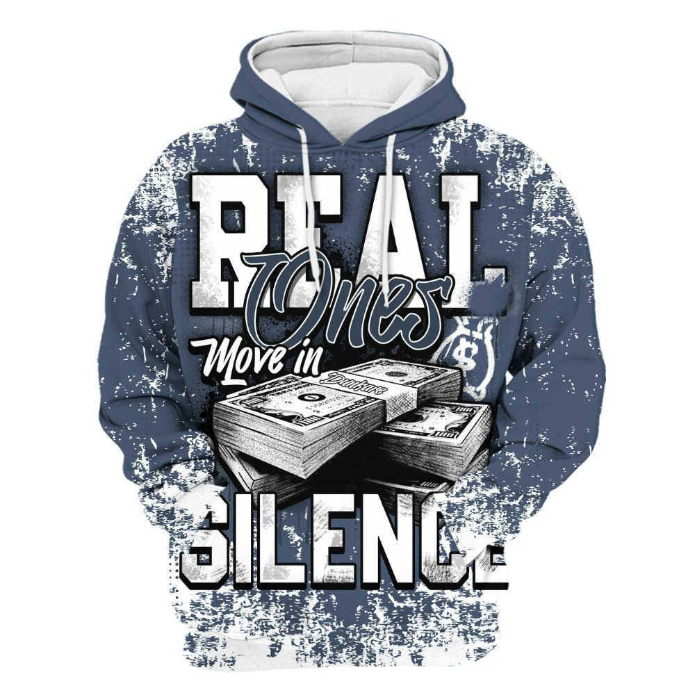 Hoodie To Match Low Diffused Blue 11s - Move In Silence Money Street Retro All Over Print