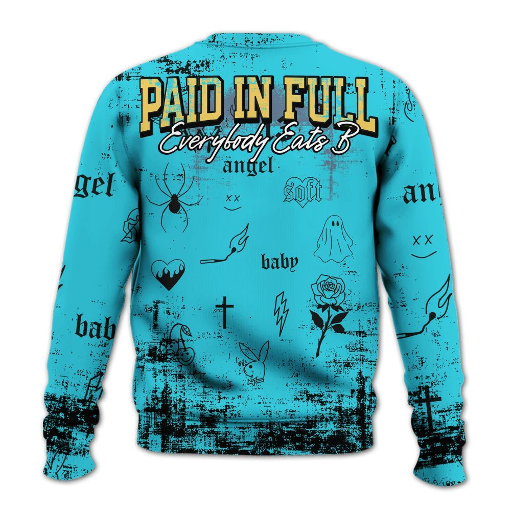 Sweatshirt To Match Retro Gamma Blue 11s - Paid In Full Money All Over Print