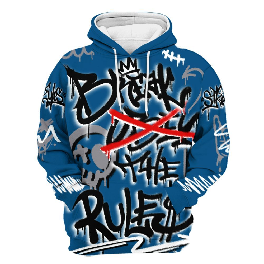Hoodie To Match High OG True Blue 1s - Break Rules Streetwear All Over Print