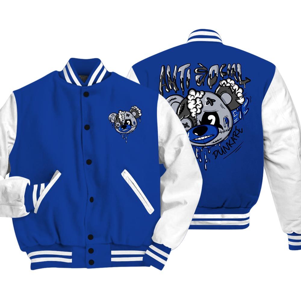 Varsity Jacket To Match Air Foamposite One Royal Vasity Jacket - Hate Social Bear Vasity Jacket Unisex