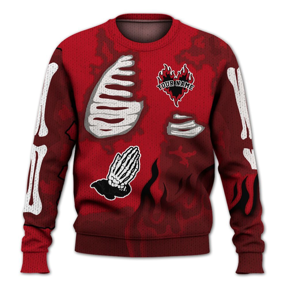 Knitted Sweater To Match Bred Velvet 11s - Dislike Us Graphic Burning Custom Name