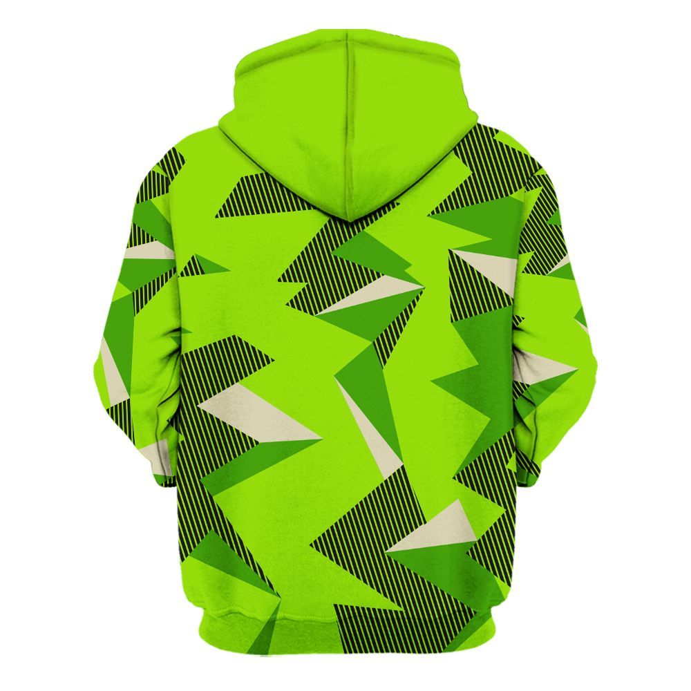 Hoodie To Match Electric Green 6s - Geometric Camouflage Pattern All Over Print