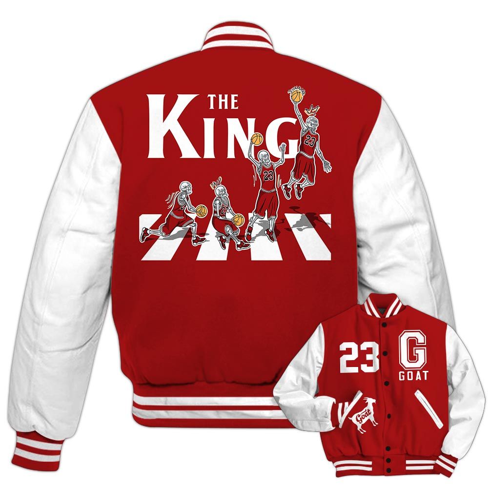 Varsity Jacket To Match Red Taxi 12s - The King Basketball Varsity Jacket Outfit 1605 TCD
