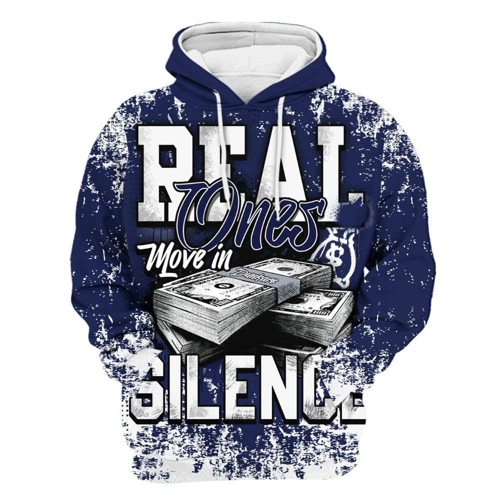 Hoodie To Match Midnight Navy 11s - Move In Silence Money Street Retro All Over Print
