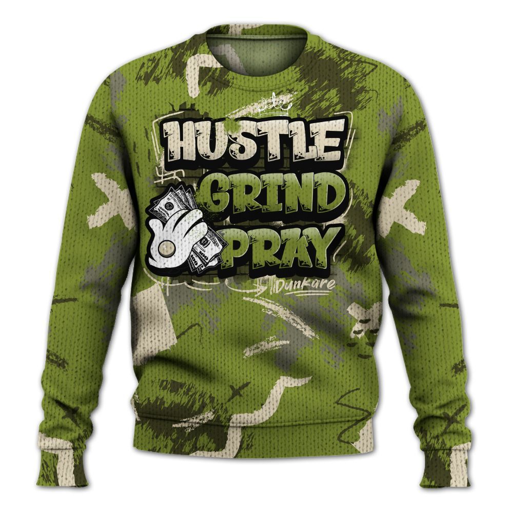 Knitted Sweater To Match SB Dunk Low Asparagus - Hustle Grind Pray Retro