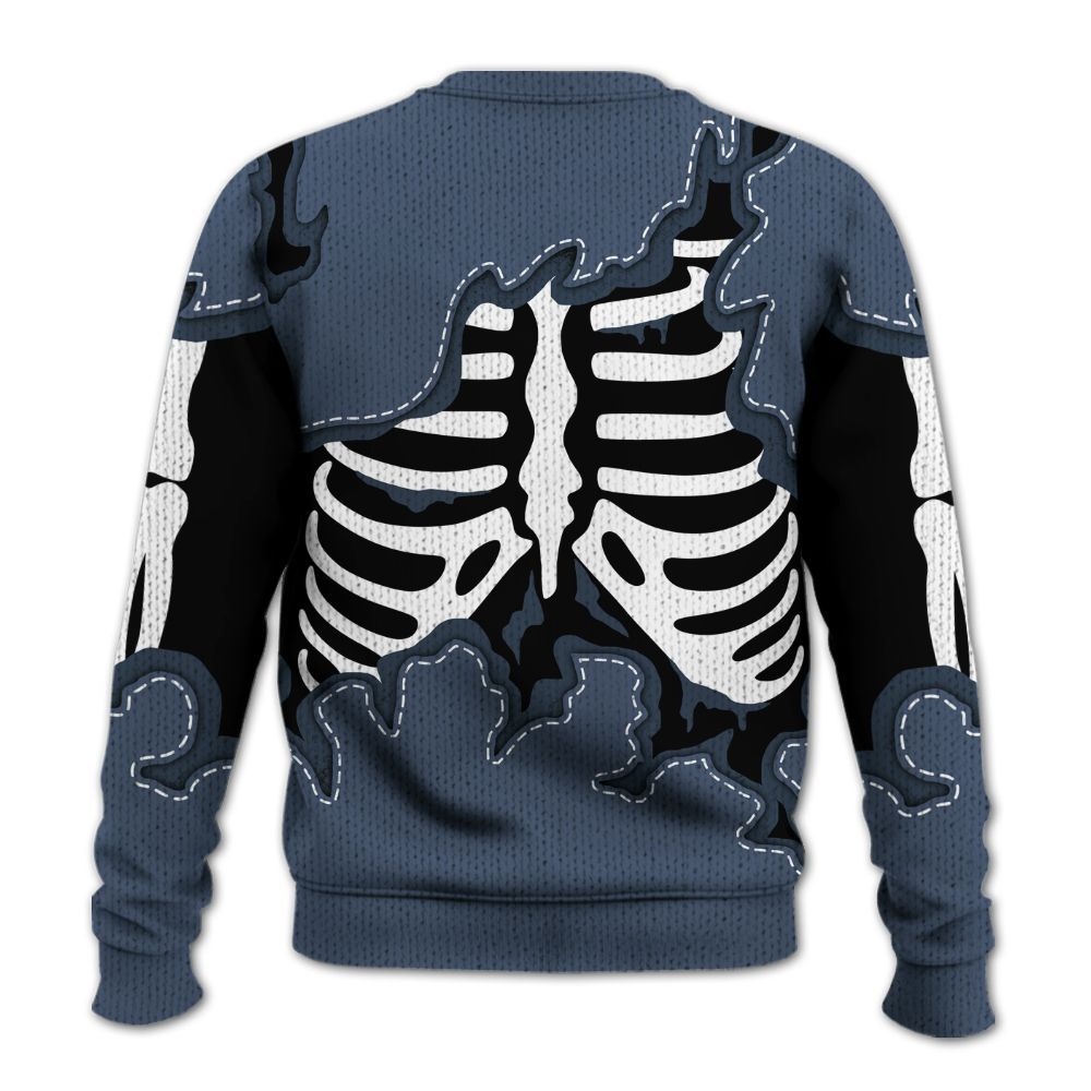 Knitted Sweater To Match Low Diffused Blue 11s - Skeleton Smiley Face