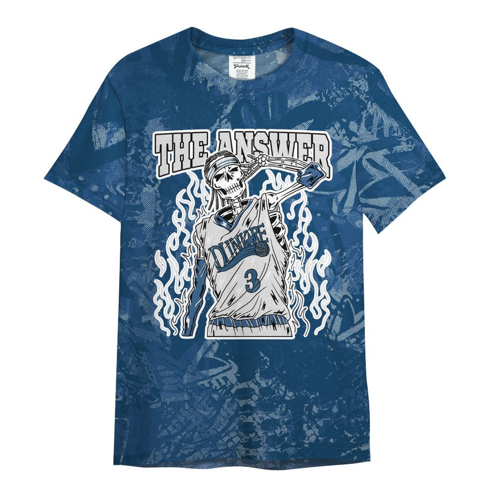 Shirt To Match High OG Midnight Navy 1s - Allen Answer Skeleton Heart All Over Print