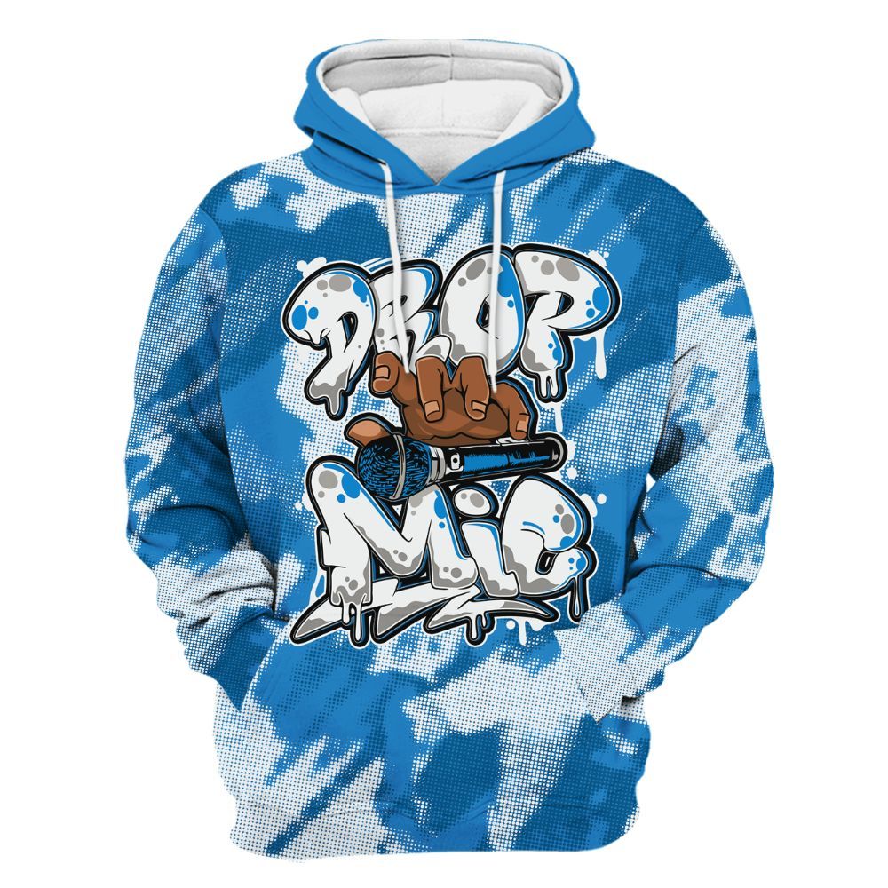 Hoodie To Match Industrial Blue 4s - Drop Mic Abstract All Over Print
