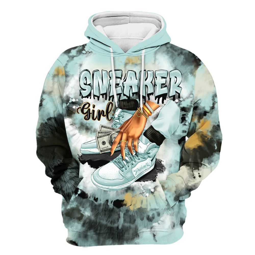 Hoodie To Match Pure Platinum 4s - SNEAKER Girl Money Drip Tie Dye All Over Print
