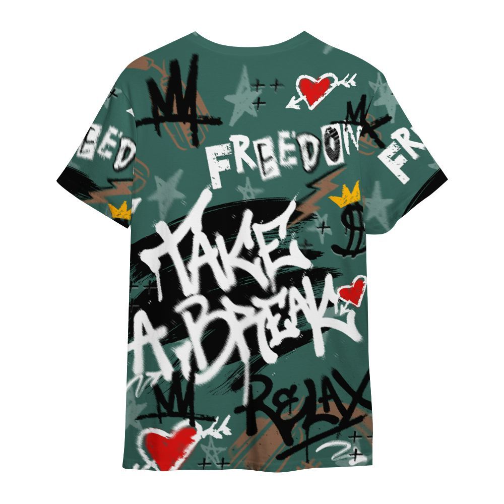 Shirt To Match Low OG Oxidized Green 1s - Take Break Freedom Graffiti Streetwear All Over Print