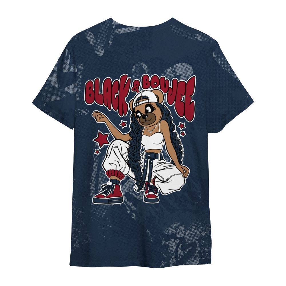 Shirt To Match White Midnight Navy 6s - Boujee Girls Bear Heart Grunge All Over Print