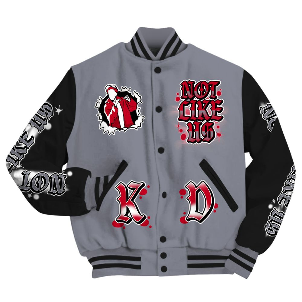Varsity Jacket To Match Retro Black Flint 13s - None Like Us Graphic All Over Print