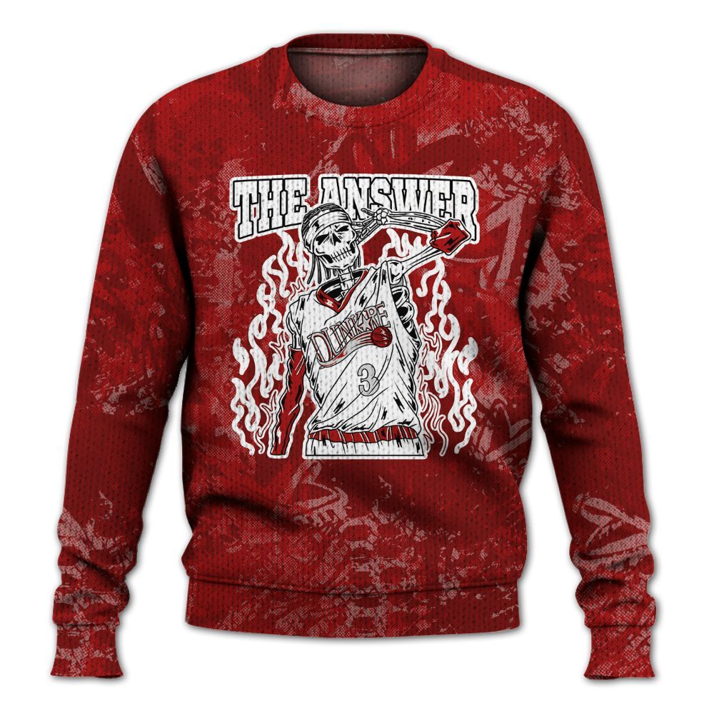 Knitted Sweater To Match Red Taxi 12s - Allen Answer Skeleton Heart